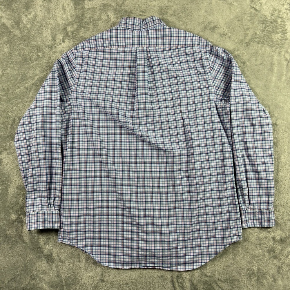 Ralph Lauren Long Sleeve Plaid Shirt Men Large Blue Casual ButtonDown Flesh Pony - Picture 7 of 14
